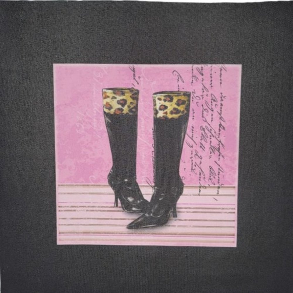 Hobby Lobby Canvas Wall Hanging 12in x 12in‎ Decor Tall Black Boots